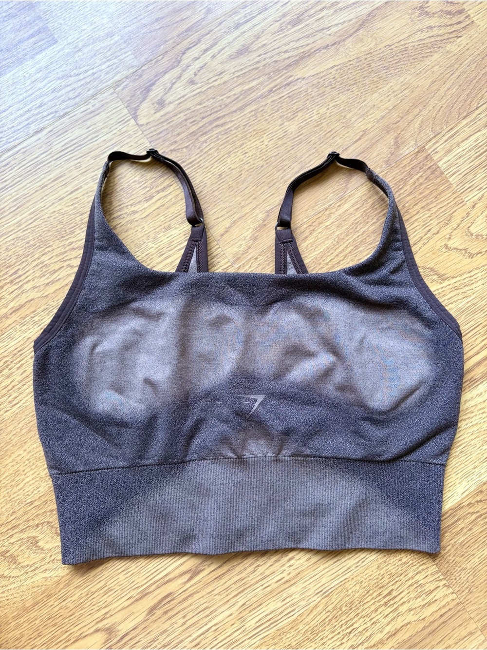 Gymshark Brown Blur Seamless Cami Crop Adjustable Sports Bra Workout Athletic S